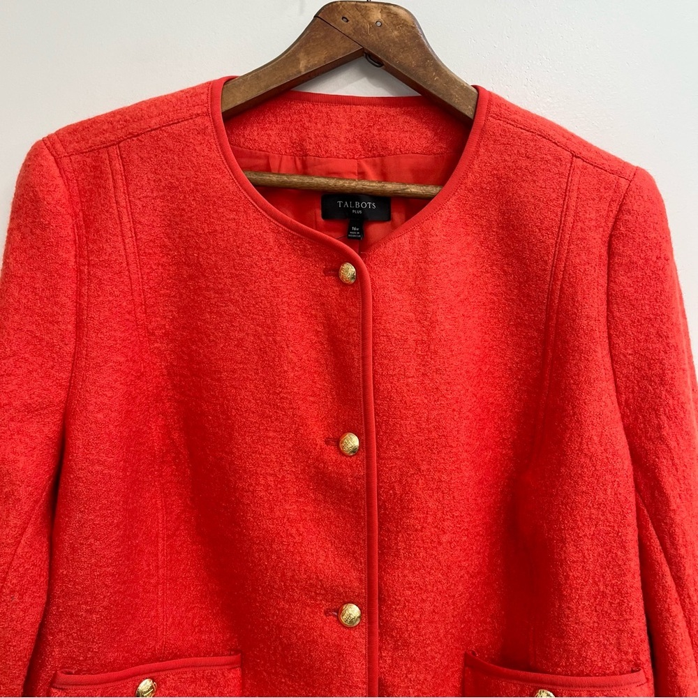 TALBOTS BERKSHIRE WOOL BLEND CROP JACKET DARK CLEMENTINE ORANGE PLUS SIZE 16W - Picture 5 of 9